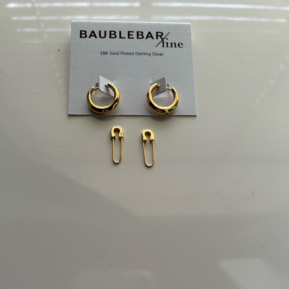 BaubleBar 18K Gold Plated Hoop and Safety Pin Earring